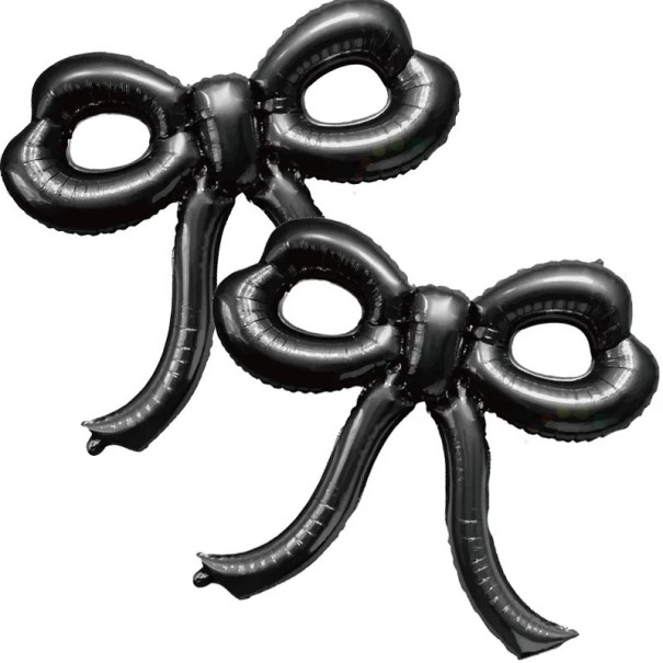 Ensemble de 2 ballons en foil en forme de nœud Décoration pour un enterrement de vie de jeune fille, un mariage, une baby shower noir