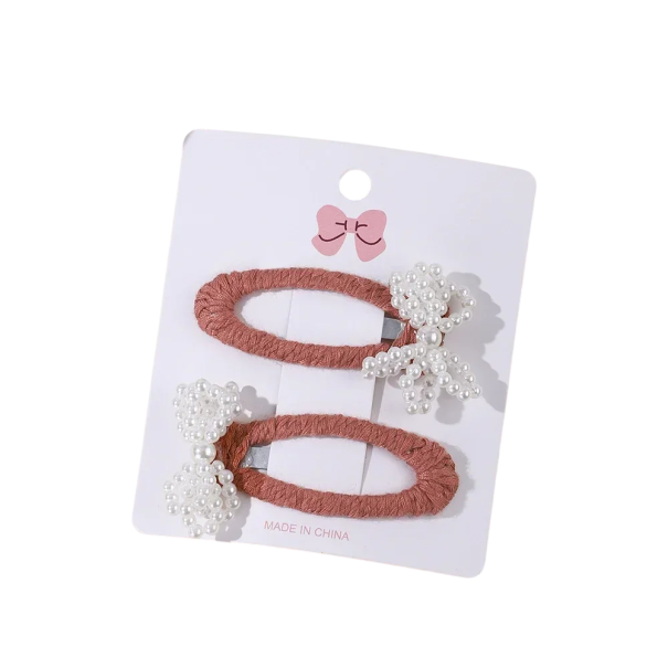 Ensemble de 2 barrettes pour enfants avec un papillon en perles Accessoires capillaires décoratifs Accessoires capillaires mignons Coiffures pour filles Style élégant Design délicat en perles rouge