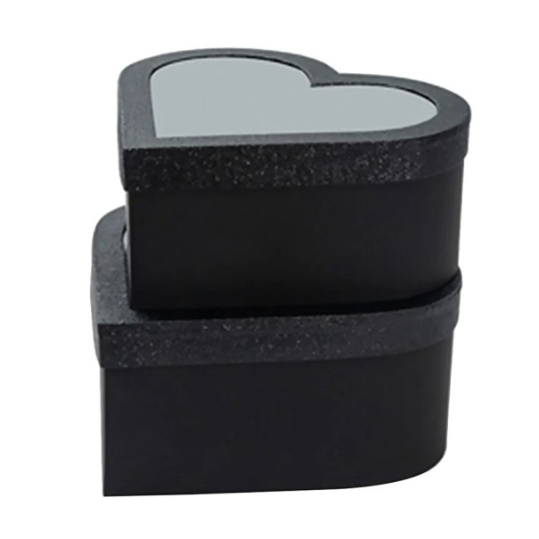 Ensemble de 2 boîtes cadeaux en papier noir en forme de cœur Boîte cadeau élégante Décoration de mariage Emballage de luxe Saint-Valentin 20x9 cm + 23x11 cm 1
