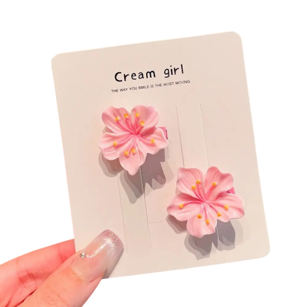 Ensemble de 2 pinces à cheveux avec fleur rose Accessoires capillaires élégants Pinces mignonnes pour filles Décorations florales pour cheveux Pinces stylées 1