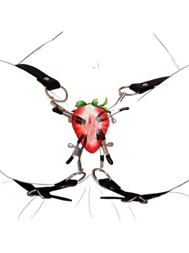 Ensemble de 2 sangles réglables et 4 pinces métalliques pour les jeux BDSM, fixation combinable, emballage discret 1