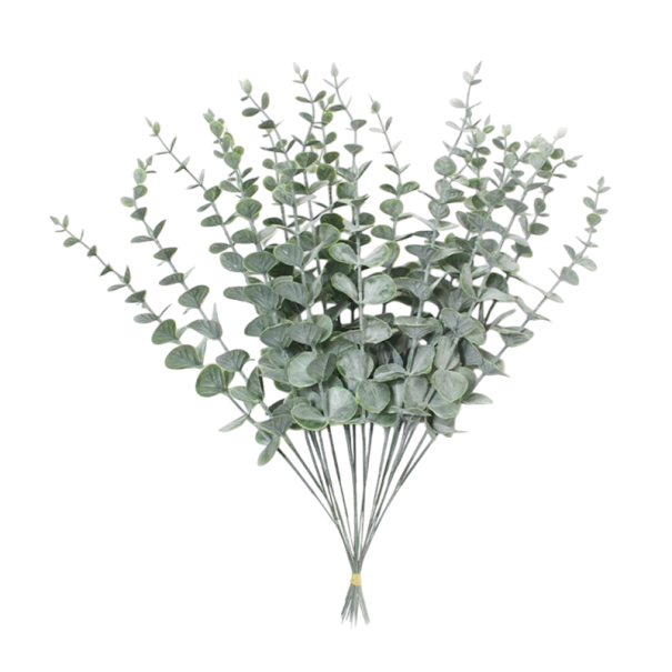 Ensemble de 20 branches artificielles d'eucalyptus 38 cm Décoration en plastique verte pour vase sur table pour la décoration de mariage, maison 1