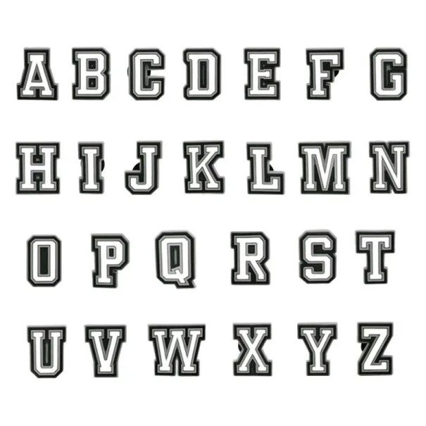 Ensemble de 26 pièces de pendentifs en PVC pour chaussures Crocs avec lettres Décorations alphabétiques pour chaussures Accessoires colorés pour la personnalisation des chaussures pour enfants et adultes blanc