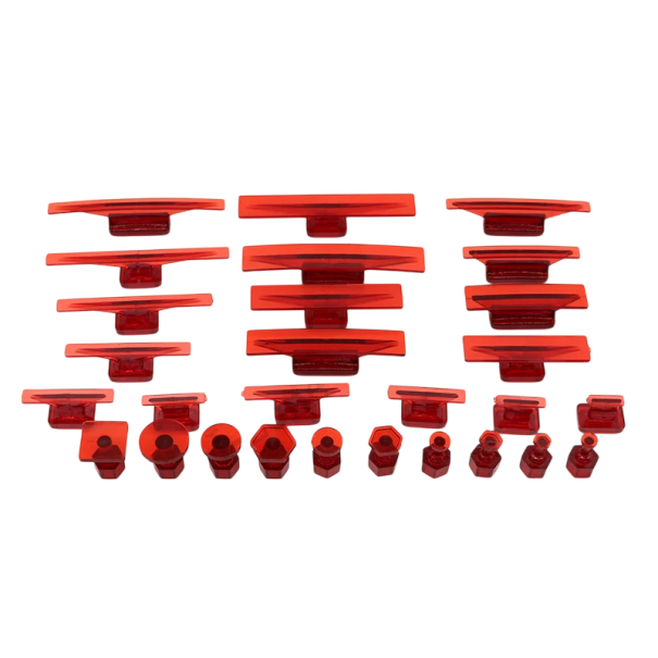 Ensemble de 28 pièces de crochets de traction pour la réparation des bosses PDR Embouts en nylon de différentes tailles Compatible avec les extracteurs de bosses rouge