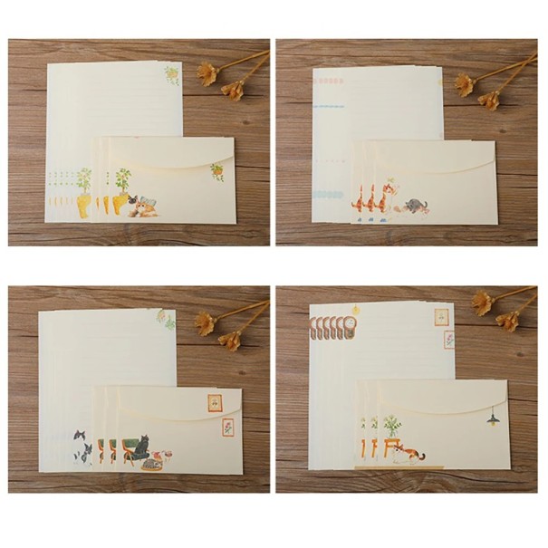 Ensemble de 36 enveloppes avec papier 21 × 14,5 cm + 11 × 16 cm papier imprimé 4 motifs sélection aléatoire 1