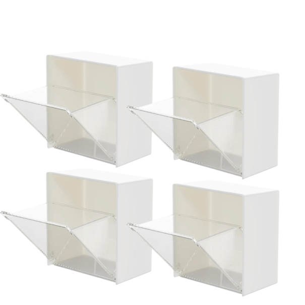 Ensemble de 4 boîtes de rangement murales avec couvercle rabattable 8,5 x 8,5 x 4,5 cm organisateur en plastique transparent pour cosmétiques 1