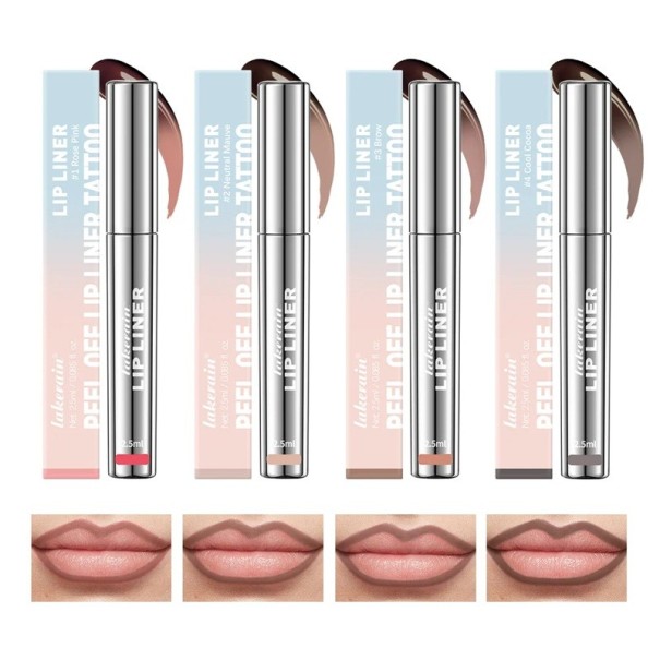 Ensemble de 4 crayons à lèvres étanches Effet mat 2,5 ml Rouge à lèvres longue tenue Couleurs douces Résistant aux bavures Lèvres avec contour précis 1