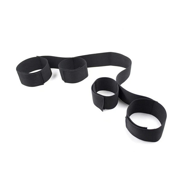 Ensemble de 4 menottes sur une sangle textile pour les mains et les pieds, velcro ajustable, maintien solide et confortable, emballage discret 1