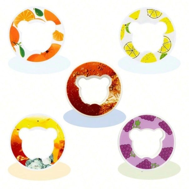 Ensemble de 5 anneaux aromatisants pour bouteille 4 cm accessoire en plastique pour le bouchon de bouteille sportive différentes saveurs de fruits 2