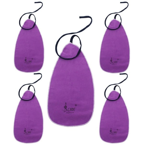 Ensemble de 5 chiffons de nettoyage 17 x 33 cm avec cordon de 81 cm pour saxophone, clarinette, trompette, flûte, piccolo, hautbois Tissu violet