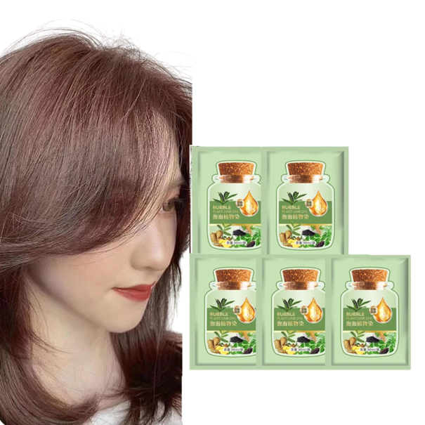 Ensemble de 5 pcs Shampooing colorant naturel aux herbes pour cheveux 5 minutes Couvrance des cheveux gris Nutrition Régénération Formule douce Extraits végétaux Sans irritation châtain