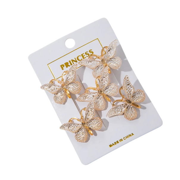 Ensemble de 5 pinces à cheveux papillon 4 × 2,5 cm Dégradé de couleurs Accessoires capillaires mignons doré