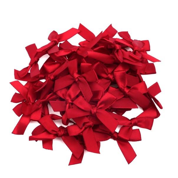 Ensemble de 50 nœuds en satin pour cheveux 4 x 3,5 cm Petits nœuds colorés Accessoire capillaire élégant Brillance douce Fabrication artisanale Création créative bordeaux