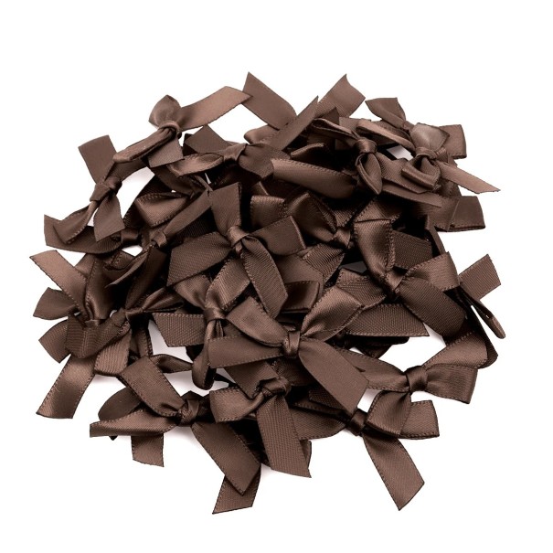 Ensemble de 50 nœuds en satin pour cheveux 4 x 3,5 cm Petits nœuds colorés Accessoire capillaire élégant Brillance douce Fabrication artisanale Création créative marron