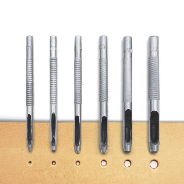 Ensemble de 6 perforateurs creux LT065-105 en acier au carbone trempé pour cuir, papier, caoutchouc et autres matériaux souples avec poignée 1