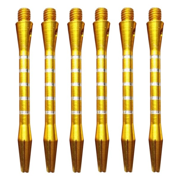 Ensemble de 6 pièces de tiges en aluminium pour fléchettes 5,2 cm tiges métalliques moyennes avec filetage de 4,5 mm différentes couleurs accessoires pour fléchettes en alliage résistant doré