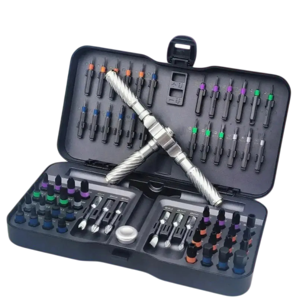 Ensemble de 62 pièces de bits avec poignée cliquet magnétique en forme de T dans une mallette pour les réparations électroniques, de meubles et de petite technique 1