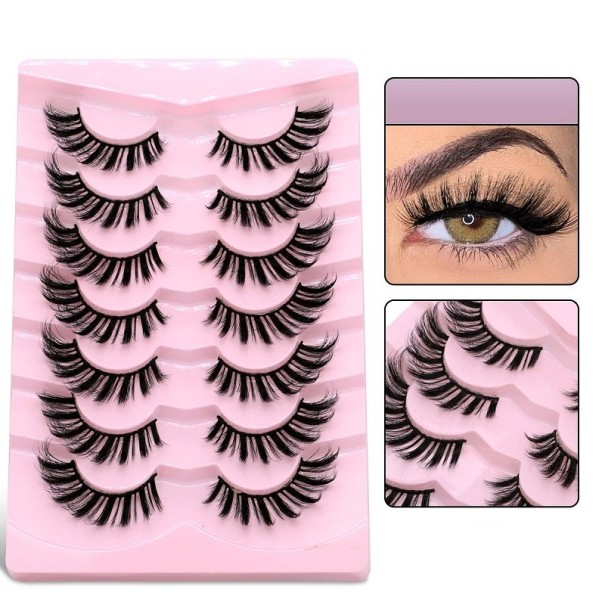 Ensemble de 7 paires de cils artificiels Cils longs artificiels avec bande complète Ensemble d'extension de cils Cils autocollants naturels 4