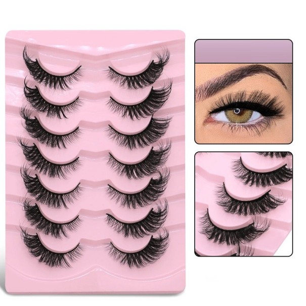 Ensemble de 7 paires de cils artificiels Cils longs artificiels avec bande complète Ensemble d'extension de cils Cils autocollants naturels 6