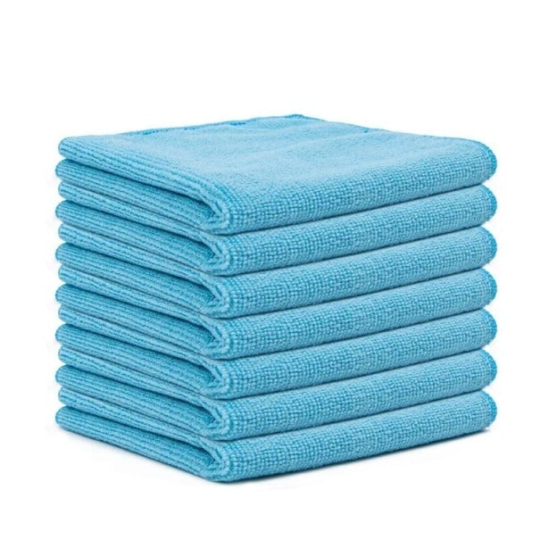 Ensemble de chiffons pour voiture et maison 30x30 cm 20 pcs Chiffons colorés pour le nettoyage et le polissage de la voiture Chiffons bleu clair