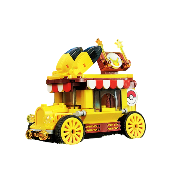Ensemble de construction Pikachu véhicule de vente 11 x 8 cm Voiture historique avec motif Pokémon Ensemble de construction pour enfants Modèle mignon de véhicule Pikachu pour jouer 1