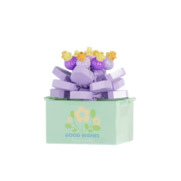 Ensemble de Construction Pliable 117 pcs Fleur 4,8 x 4,4 x 5,7 cm Succulent Violet en Pot Décoration Moderne Mini Fleur pour Enfants et Adultes Micro 1