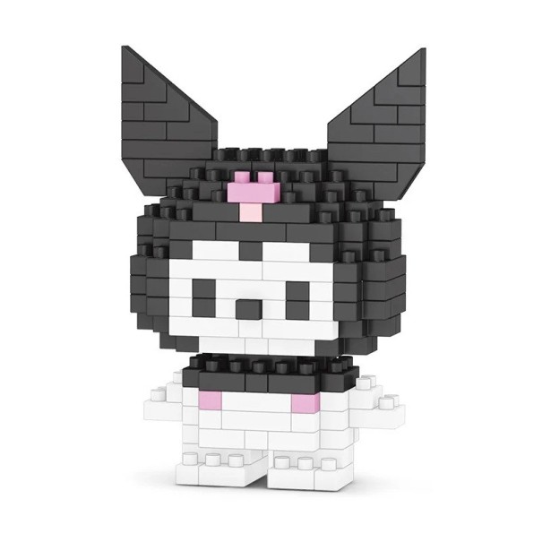 Ensemble de construction pour enfants Kuromi 151 pièces modèle 3D en blocs 7,3x3x5,2 cm Figurine pliable Sanrio Jouet créatif pour enfants Cadeau pour garçons et filles 1