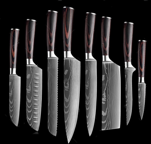 Ensemble de couteaux en acier damassé 8 pcs 1