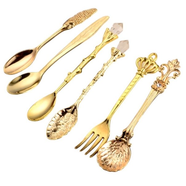 Ensemble de couverts avec ornements 6 pièces doré
