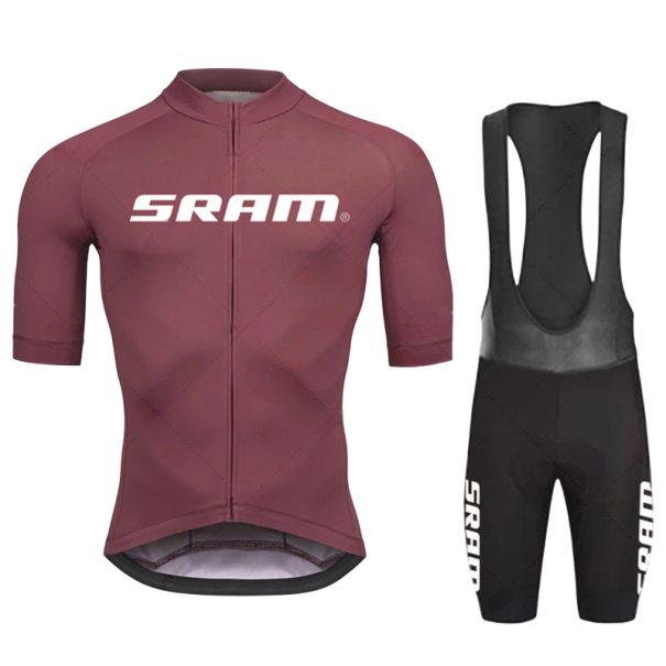 Ensemble de cyclisme pour homme avec maillot à manches courtes et cuissard à bretelles, tenue de sport pour le vélo, cyclisme bordeaux XS