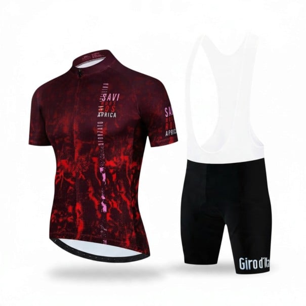 Ensemble de cyclisme pour homme Maillot à manches courtes et cuissard avec bretelles blanches et rembourrage 90 % polyester et 10 % Lycra Vin XS