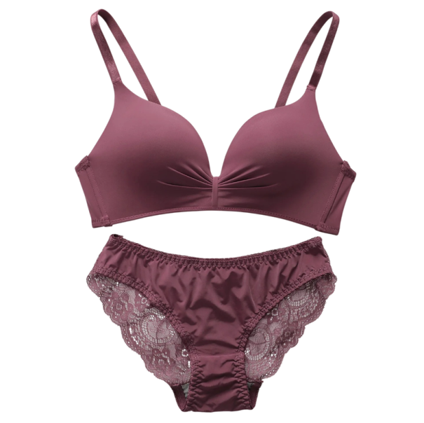 Ensemble de lingerie en dentelle pour femmes, soutien-gorge et culottes en élasthanne polyamide bordeaux pour un usage quotidien S