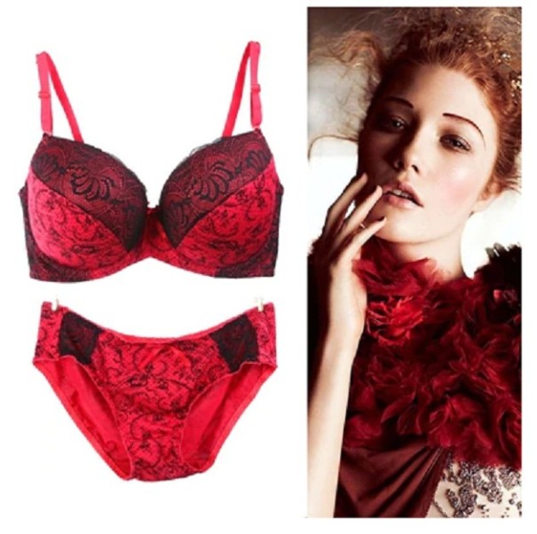 Ensemble de lingerie sexy pour femmes rouge 75E