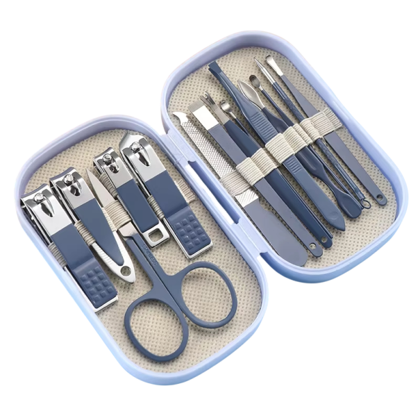 Ensemble de manucure et pédicure 14 pcs Ciseaux à ongles Pince Outils de soin des ongles Fournitures orthopédiques pour hommes et femmes bleu