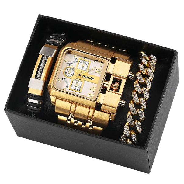 Ensemble de montres pour hommes avec bracelets 3 pièces crème