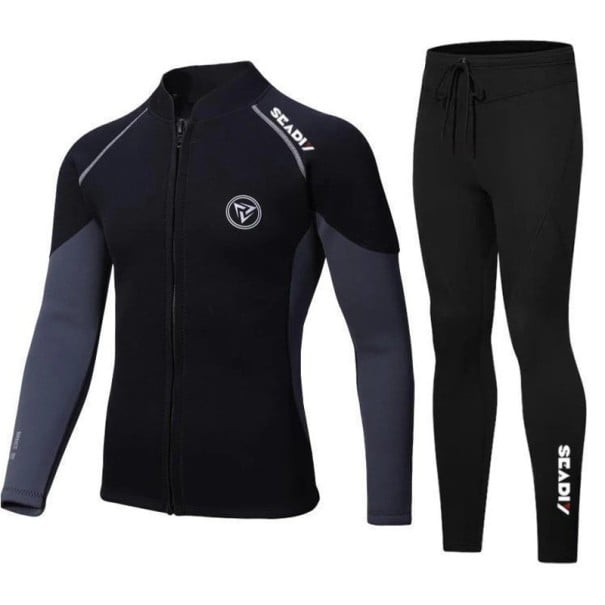 Ensemble de néoprène pour homme haut à manches longues et pantalon 3 mm pour la natation, le surf, la plongée et d'autres activités aquatiques noir XL