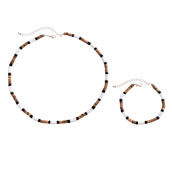 Ensemble de perles bracelet 18+5 cm et collier 45+7 cm Bijoux unisex vintage africains en alliage Accessoire ethnique stylé 1