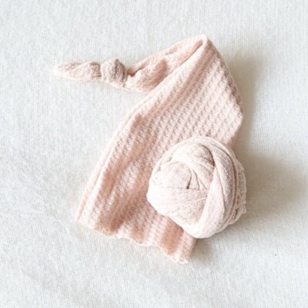 Ensemble de photographie pour bébé : bonnet et couverture couleur chair