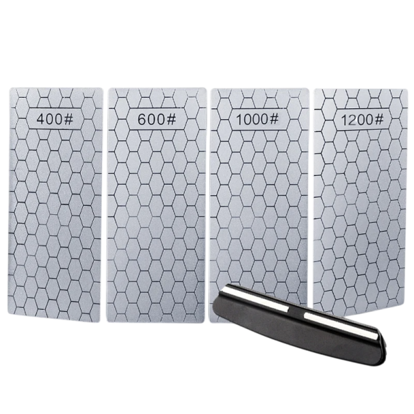 Ensemble de pierres à aiguiser diamantées 400 600 1000 1200 grit avec support Ultra-minces pierres à aiguiser avec glissière Aiguisage de couteaux 1