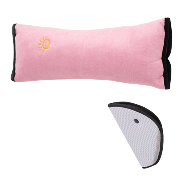Ensemble de positionneur de ceinture de sécurité et coussin de voiture Z173 rose