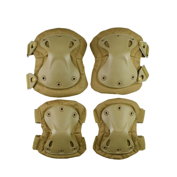 Ensemble de protège-genoux tactiques 140x195x85 mm et protège-coudes 170x130x70 mm en mousse EVA haute densité Équipement militaire d'airsoft sportif marron