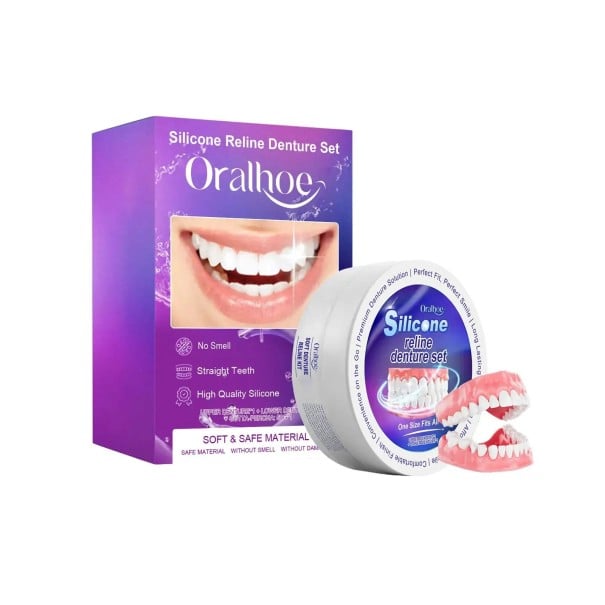 Ensemble de prothèses dentaires en silicone et 50 g de colle Prothèse supérieure et inférieure Remplacement en silicone Colle pour prothèses Ensemble 1