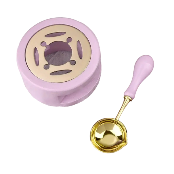 Ensemble de sceaux 2 pcs Ensemble pour la fabrication de cires à sceau Cuillère à sceau et chauffe-cire à sceau violet clair
