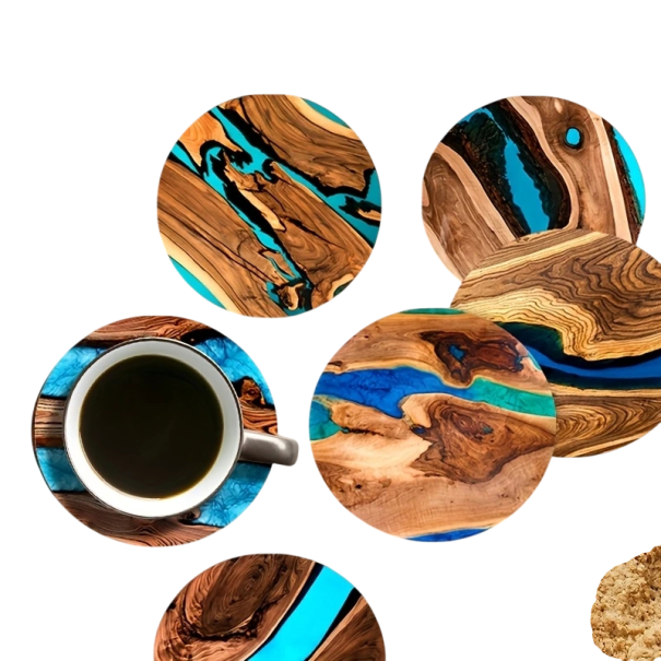 Ensemble de sous-verres en bois 12 pcs design vintage motif bois ronds sous-plat environ 10 × 10 cm sous-verres décoratifs pour tasses et verres 1