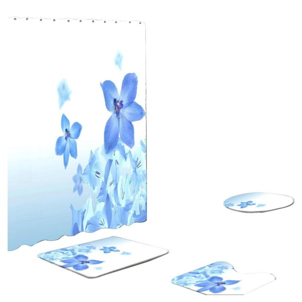 Ensemble de tapis de bain et de rideau de douche 4 pièces 8