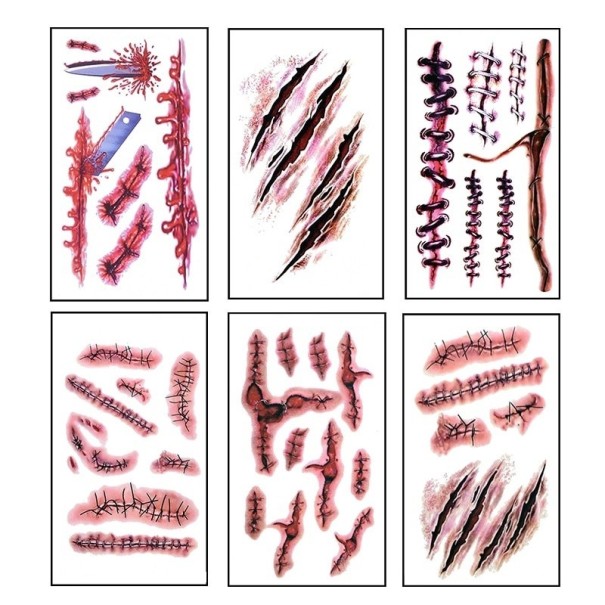 Ensemble de tatouages temporaires d'Halloween 6 pcs 2