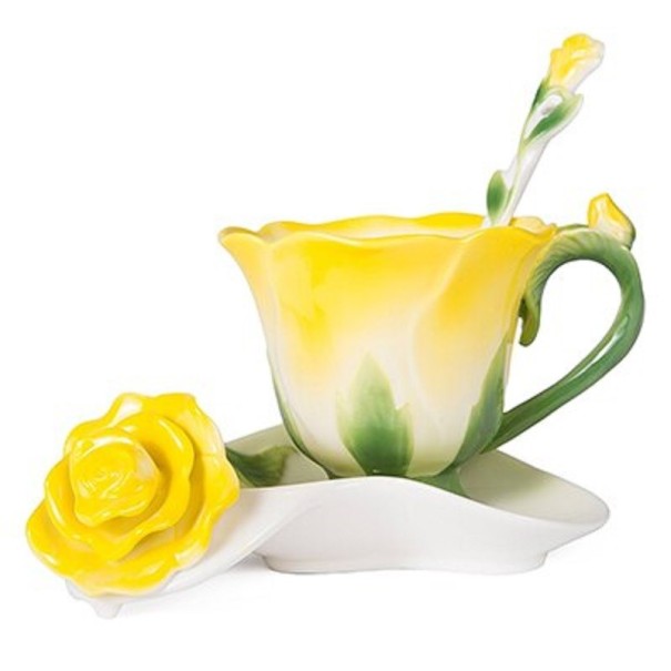 Ensemble de thé en porcelaine 3 pcs A1101 jaune