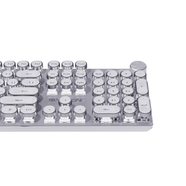Ensemble de touches rondes EWEADN V20 104 pcs rétro design avec éclairage LED blanc pour clavier mécanique de jeu avec pavé numérique blanc