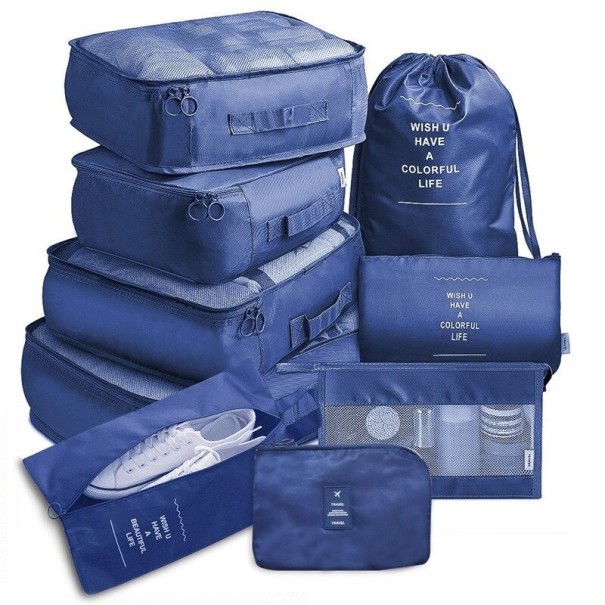 Ensemble de trousses de maquillage 9 pcs T704 bleu foncé