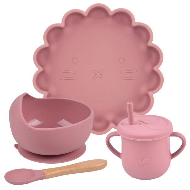 Ensemble de vaisselle pour enfants 4 pièces vieux rose